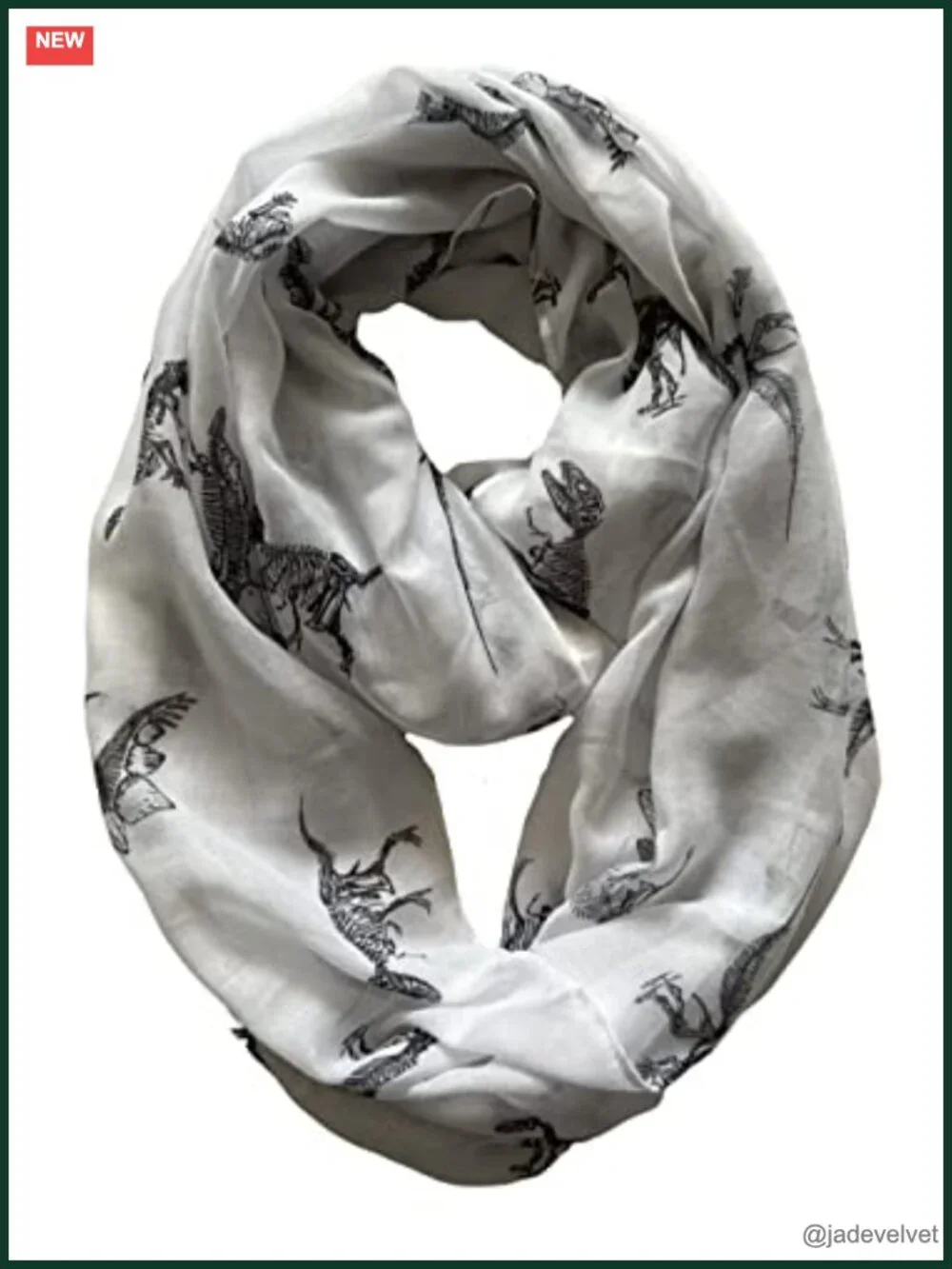Dinosaur Print Infinity Scarf Lightweight Polyester Fashion Scarf
